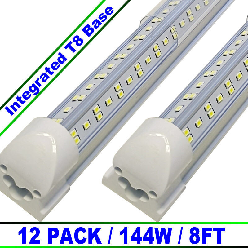 LED Shop Lights Fixture Tube Strip Ceiling Lights 8Ft For Garage Workshop 12Pack