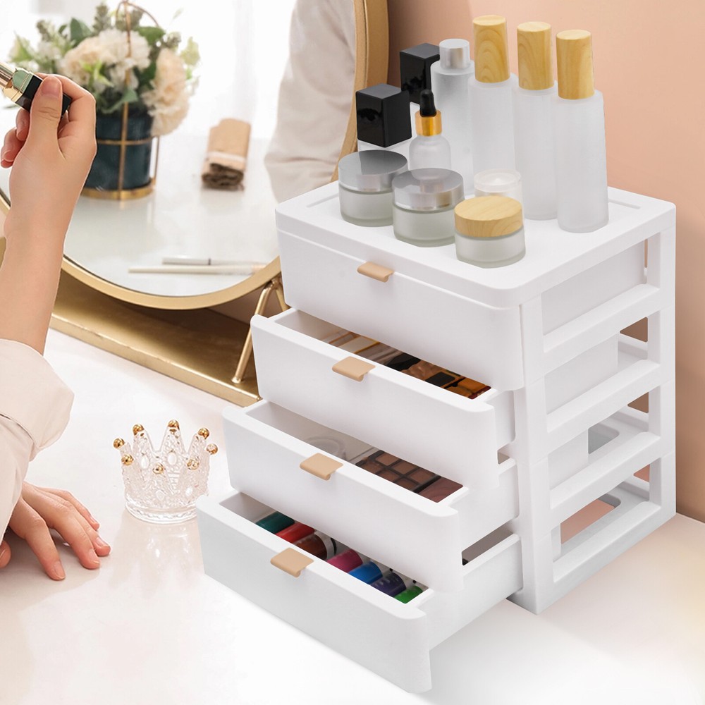 4-Drawer Desktop Storage Box Organizer with Removable Drawers