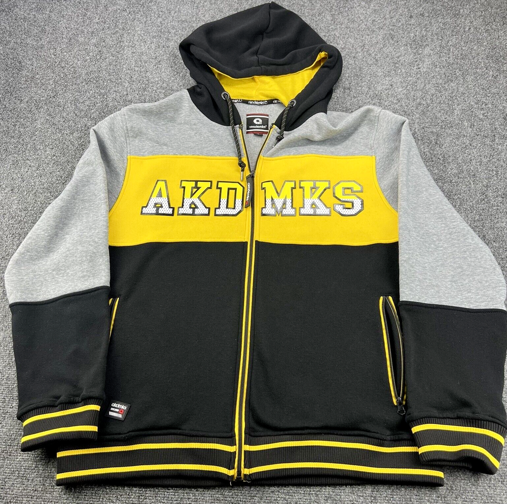 Akademiks Men XL Gray Full Zip Hoodie Skater Hip Hop Y2K Track Jacket Sweatshirt
