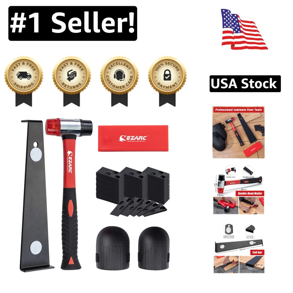 64-Piece Laminate Flooring Kit with Foam Kneepads and Spacers for Professional Installation