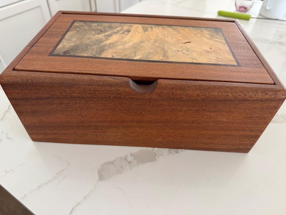 Chuck Stewart Vintage Custom Crafted Wooden Jewelry Box 14 3/4