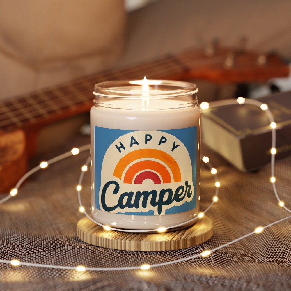 Happy Camper 9oz Rainbow Scented Soy Candle for Cozy Vibes