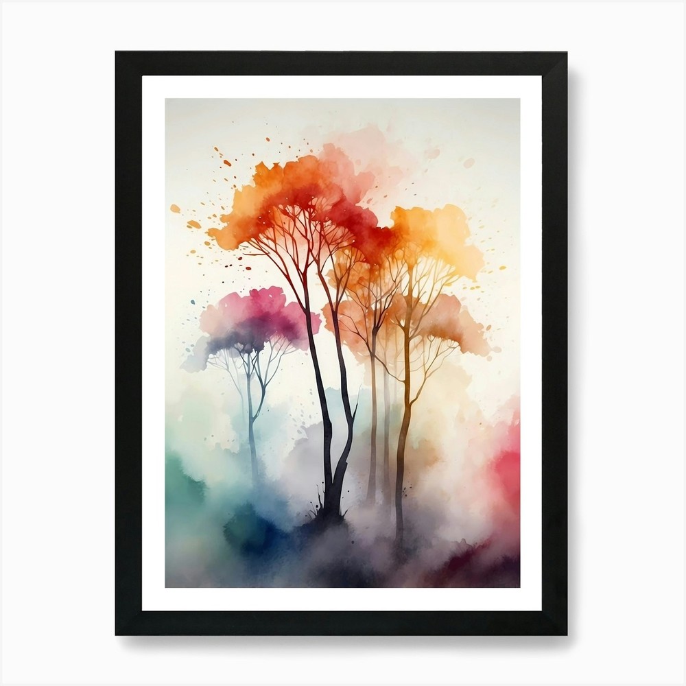 Watercolor Trees 4 Art Print Framed Wall Art Poster Canvas Print Picture