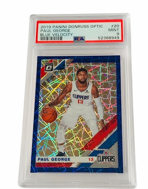 Paul George 2019 Donruss Optic sp insert PSA 9 MINT Blue Velocity Clippers #20