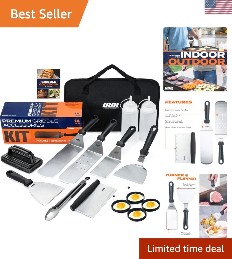 14-Piece Griddle Tool Set for Blackstone Camp Chef Includes Carry Bag