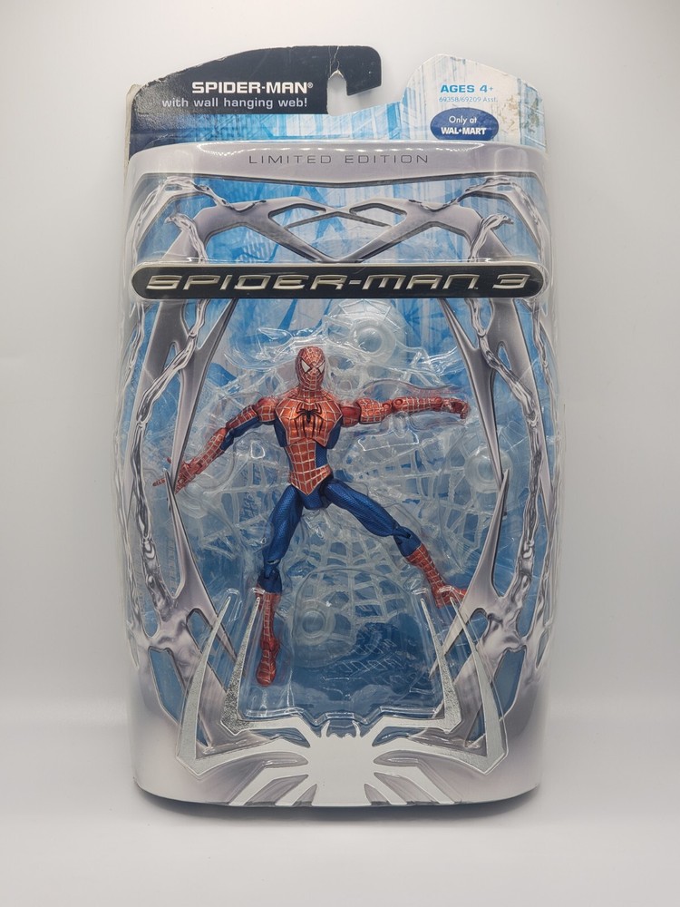 SPIDER-MAN 3 Figure w/Wall Hanging Web Limited Edition Metallic Walmart Hasbro