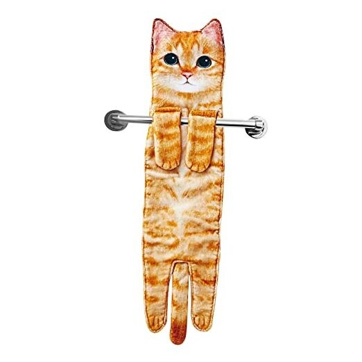Cute Orange Cat Hand Towels for Bathroom and Kitchen Decor