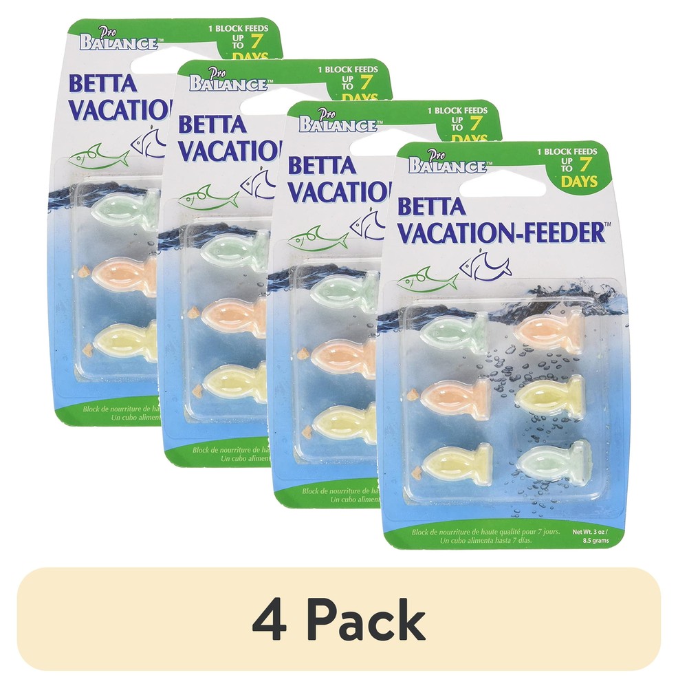 4 Pack Penn-Plax Betta Fish Food for Weekend Getaways 6 Pieces Each