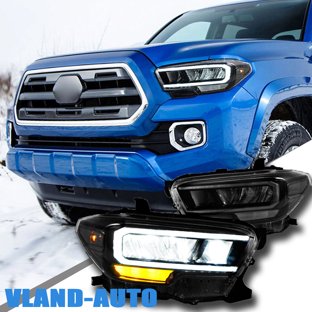 2X VLAND Reflector Headlights For 2015-2022 Toyota Tacoma FULL LED DRL Assembly