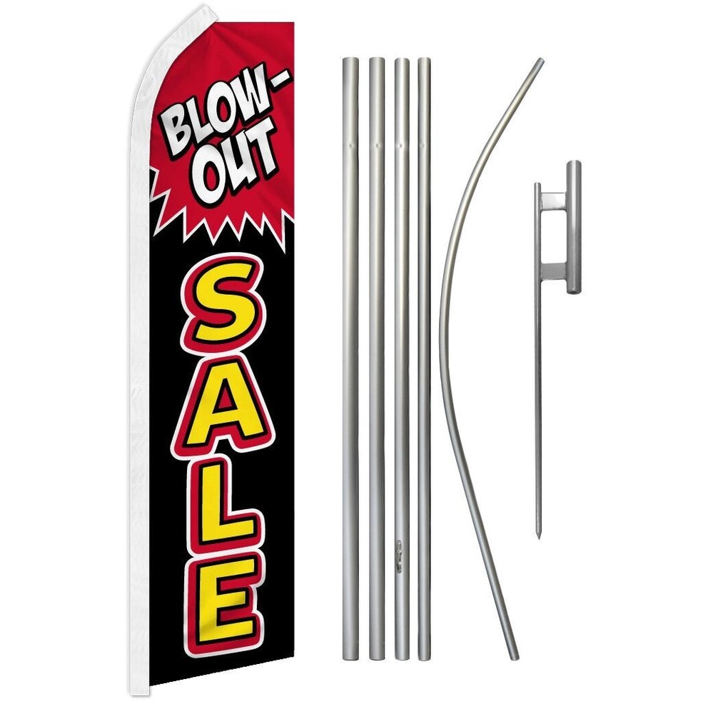 Blow-Out Sale Super Swooper Flag & Flag Pole Kit & Ground Spike