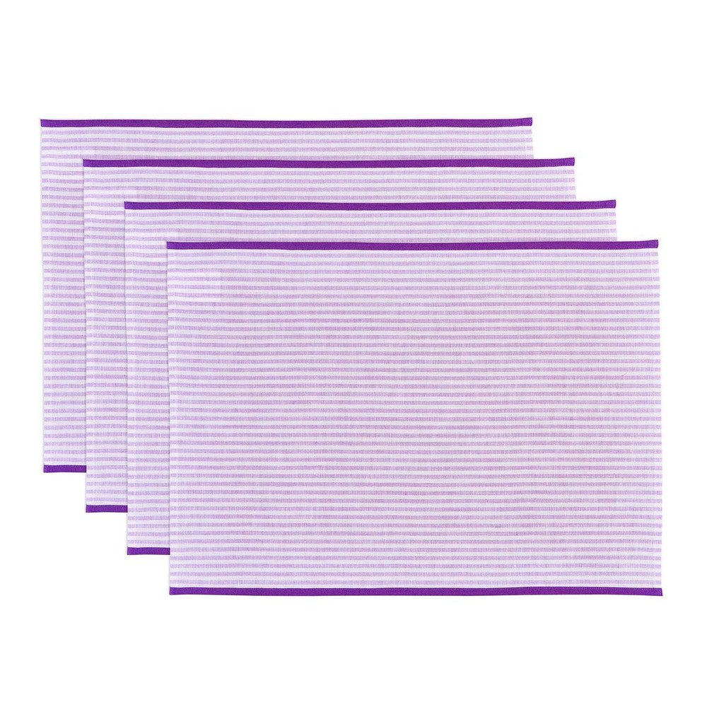 Solino Home 4-Pack Linen Placemats 14x19 Inch Spring Easter Carmine