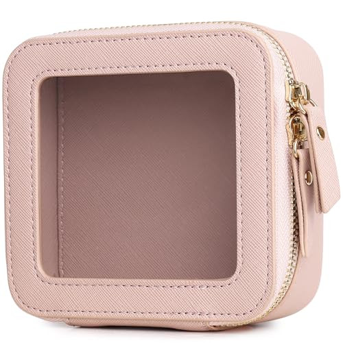 Small Clear Makeup Bag for Women Cosmetic Bag Travel Toiletry Bag Mini Pink