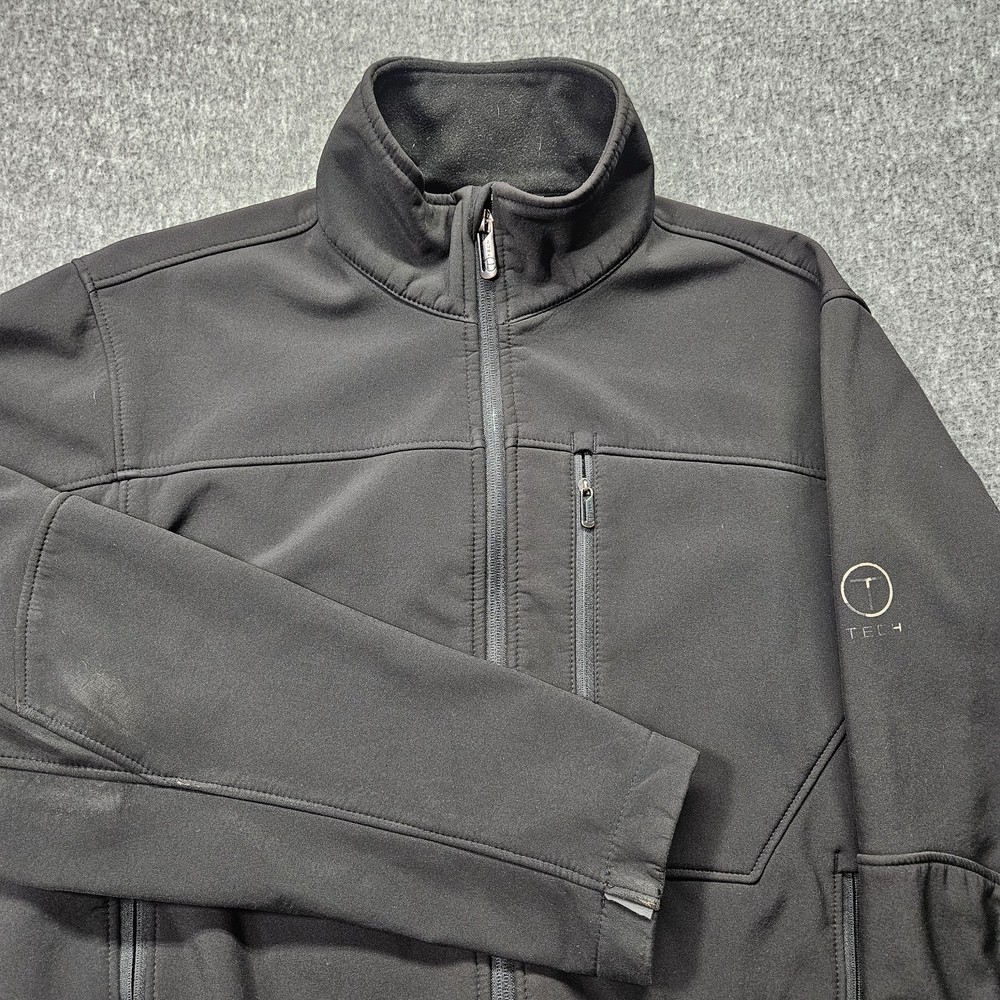 Tumi Tech Jacket Black Mens Small Tumi Softshell Packable Hood Pockets Travel