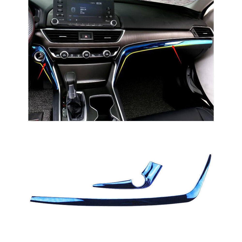 2x For Honda Accord 2018-2022 Blue Titanium Console Dashboard Molding Strip Trim