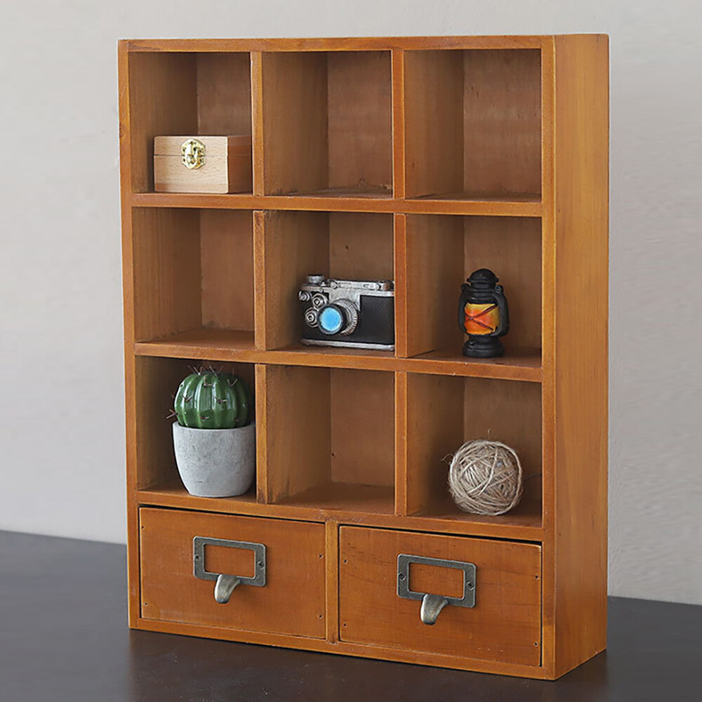 9 Cube Storage Organizer with 2 Drawers for Home Office Display Shelves