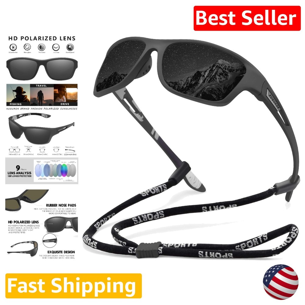 Polarized Sports Sunglasses for Men - Ultra Light Frame - 100% UV Protection