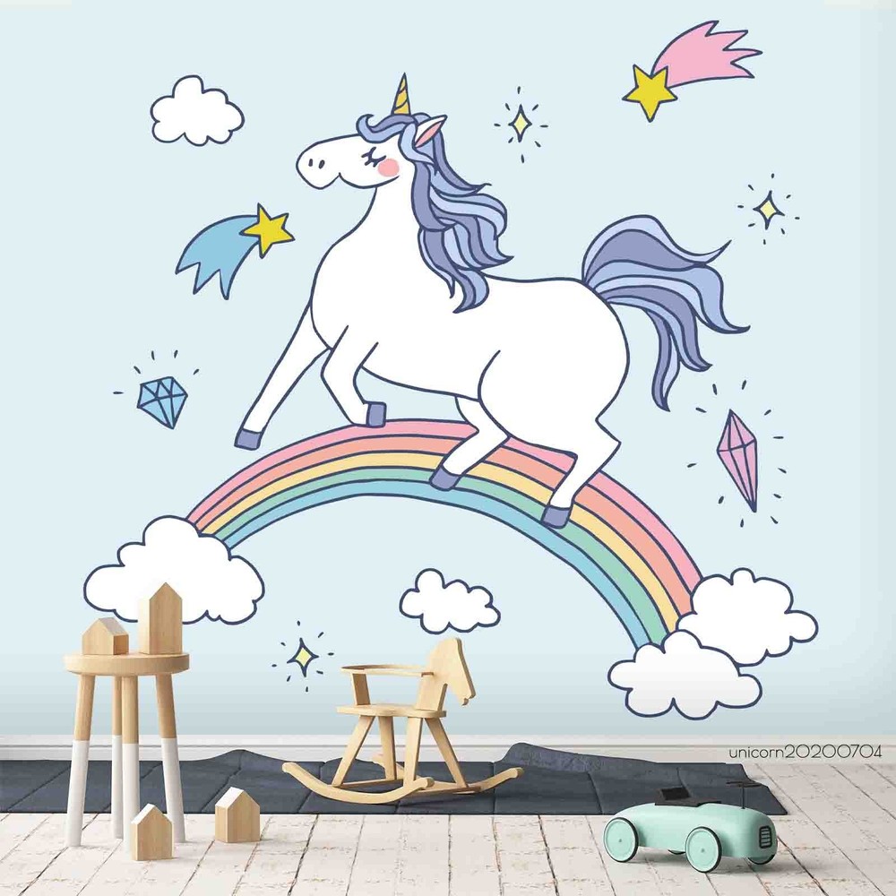 3D Unicorns Rainbow Illustration Wall Murals Wallpaper Murals Wall Sticker 16