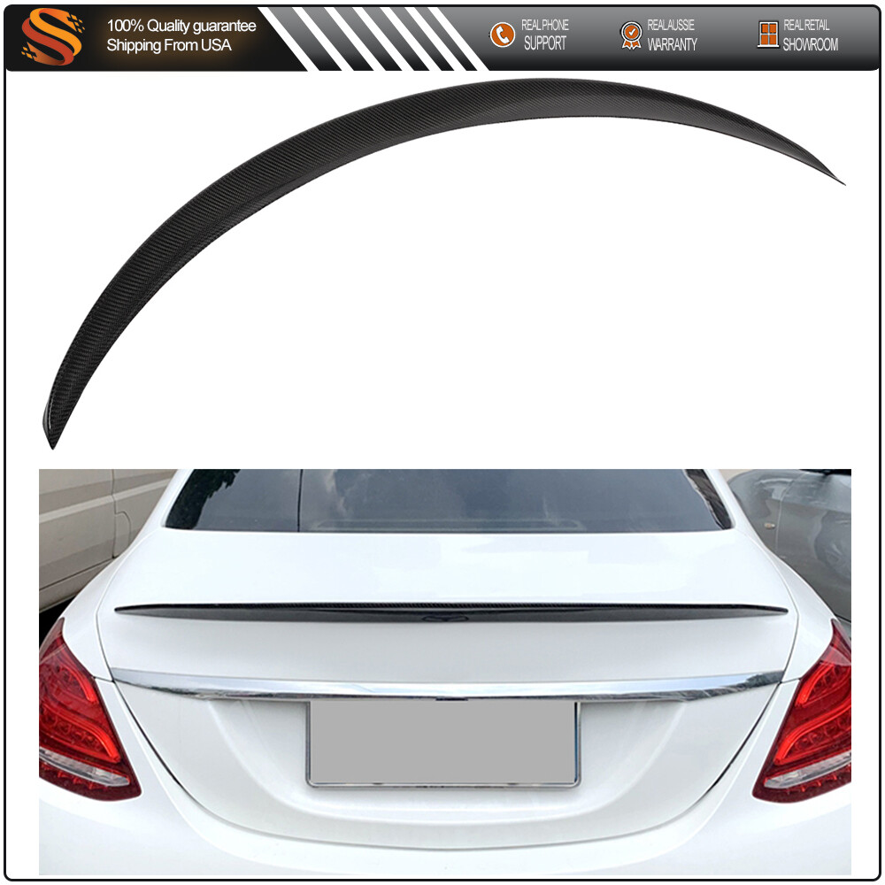 Black CF Rear Trunk Spoiler for Mercedes W205 Sedan 2016-2020