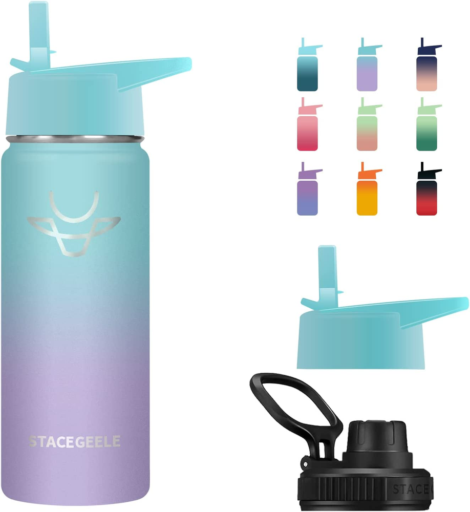 Insulated Vacuum Water Bottle for Kids with Straw Lid Stainless Steel Flask Ther