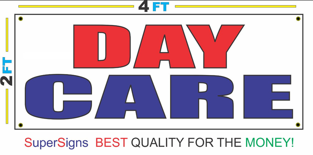 2x4 Red White Blue Daycare Banner Sign with Discount for Childcare Promotion-image