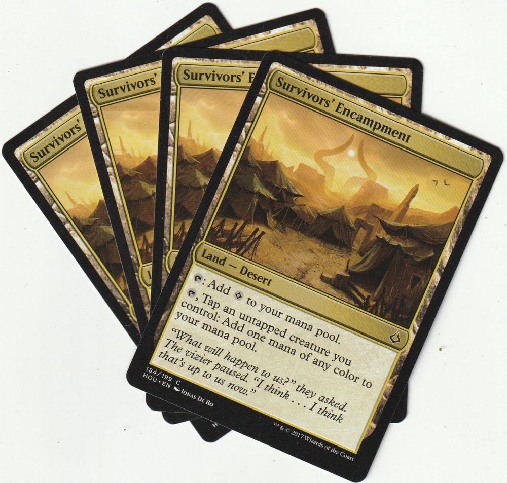 MTG SURVIVORS ENCAMPMENT Nonbasic Land Playset - 4 Magic Gathering Cards - Excellent Condition