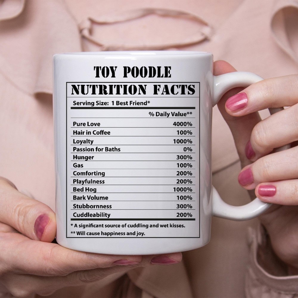 Funny Toy Poodle Coffee Mug with Nutritional Facts Design  