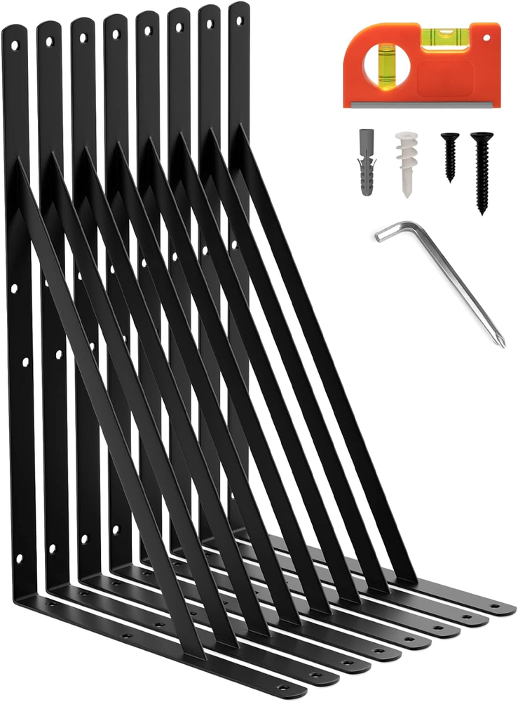 14 Inch Heavy Duty 90 Degree Triangle Shelf Brackets 8 Pack
