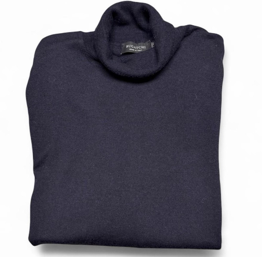 Bugatchi Men’s XXL Merino Wool Turtleneck Sweater Navy Blue Made in Italy