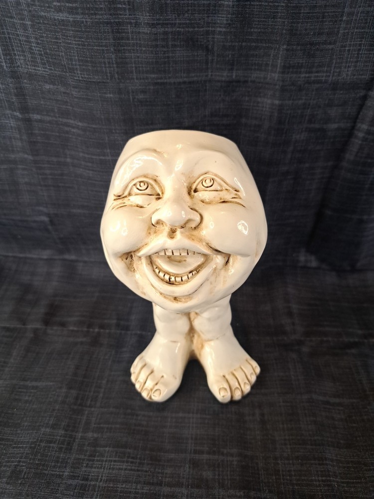 Funny Face Planter W/ Feet Resin Laughing Gardening Pot Indoor Outdoor Humor 6