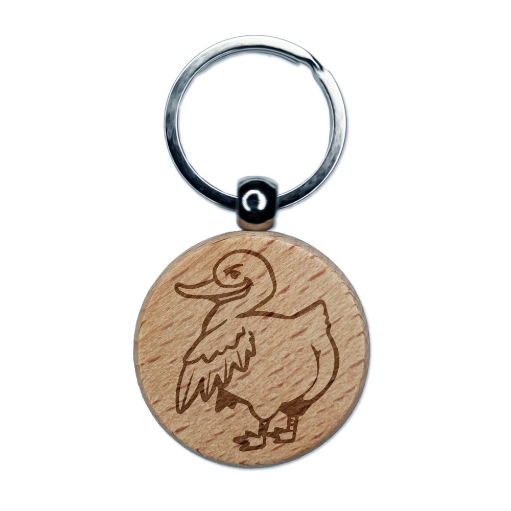 Cheeky Duck Butt Engraved Wood Round Keychain Tag Charm