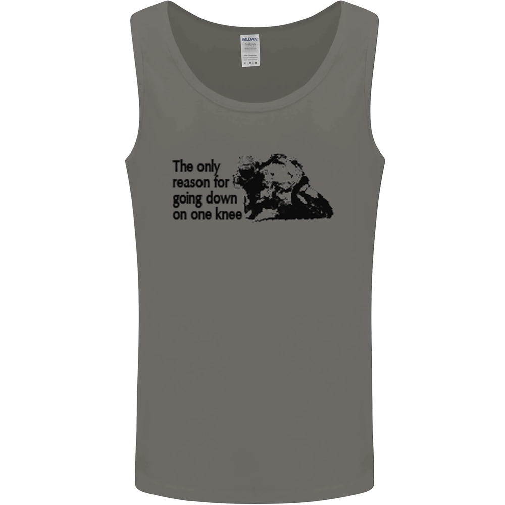 Biker Going Down on One Knee Motorcycle Mens Vest Tank Top