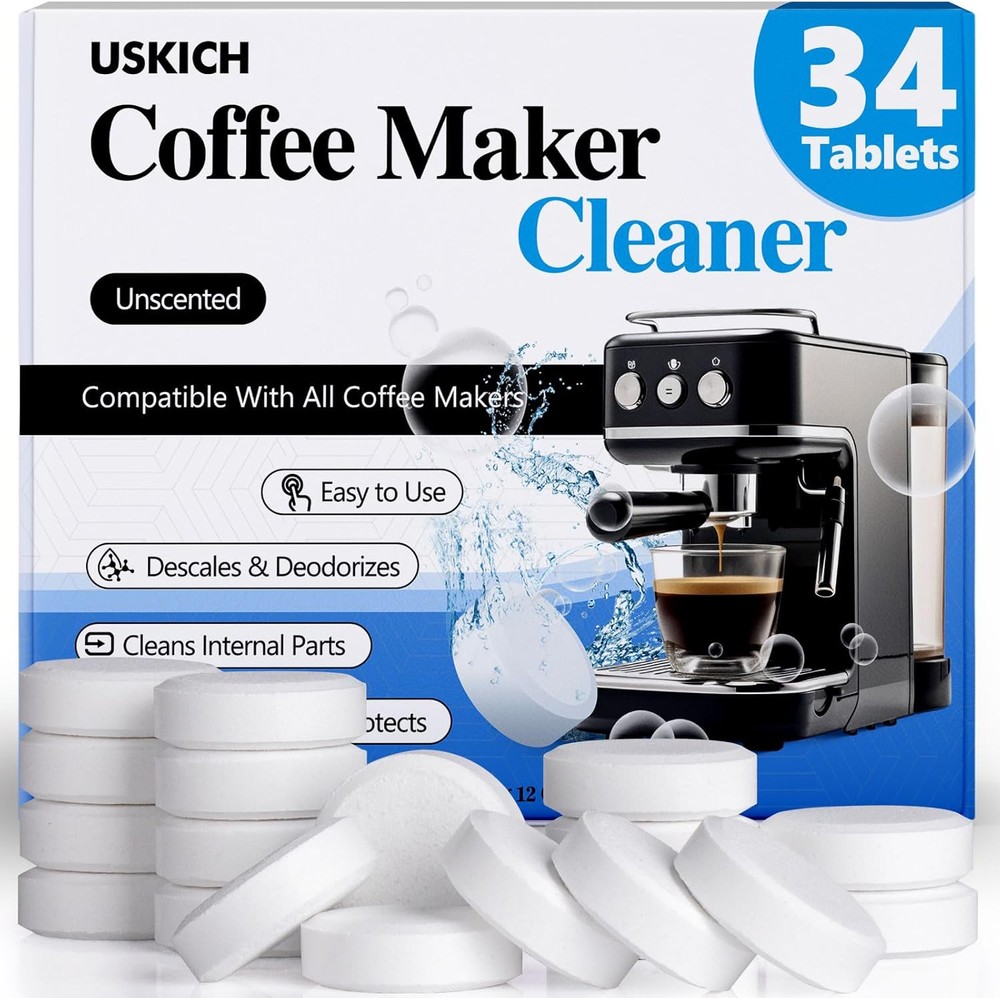 Coffee Machine Cleaner Descaler Tablets 34 Pack, Maker for...