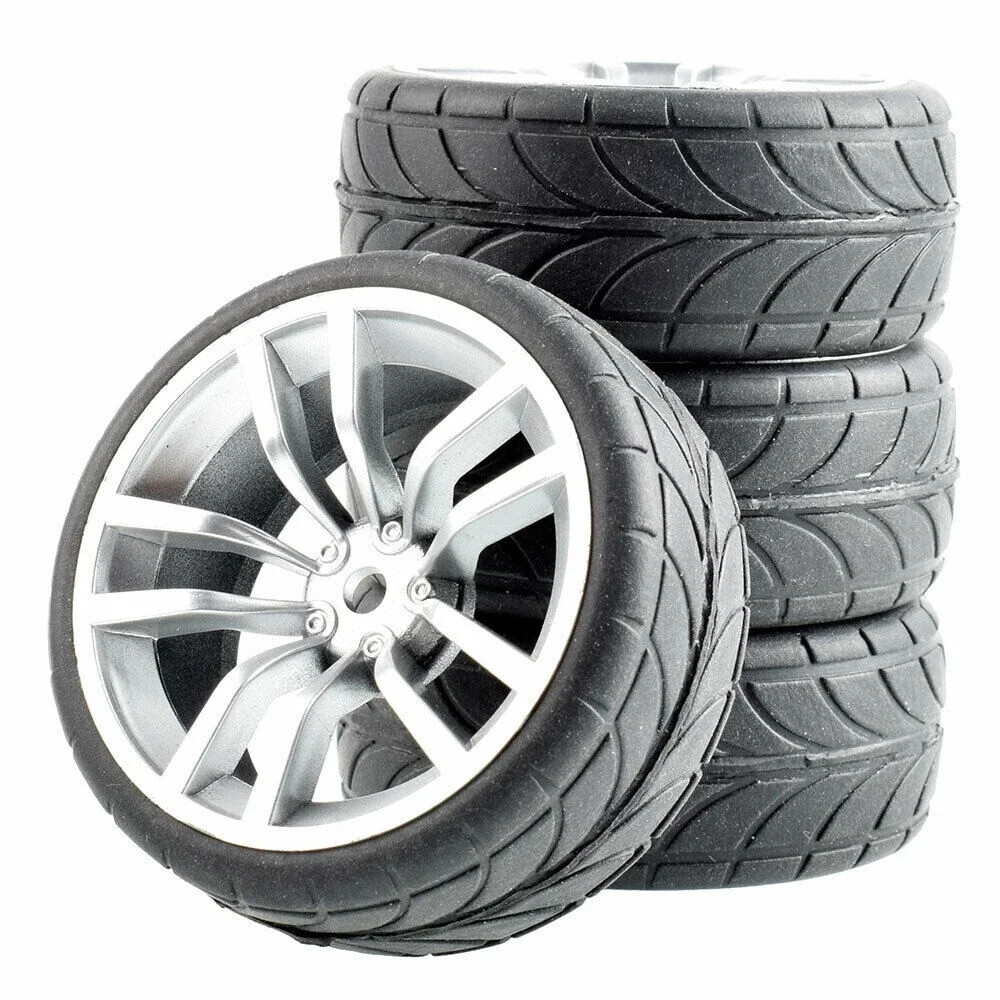 1/10 On-Road RC Car Wheels & Tires Set for Kyosho Nitro 4tec 2.0 HSP Tamiya