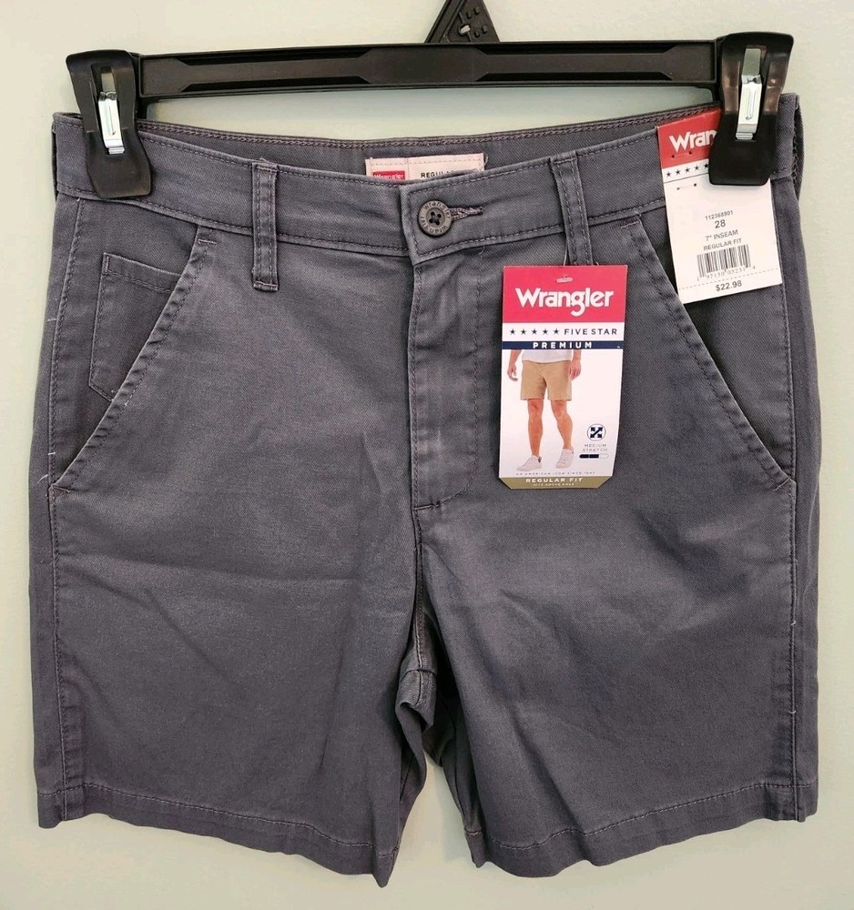 Wrangler Men's SIZE 28 Regular Fit Flat Front Shorts PEWTER GRAY 7
