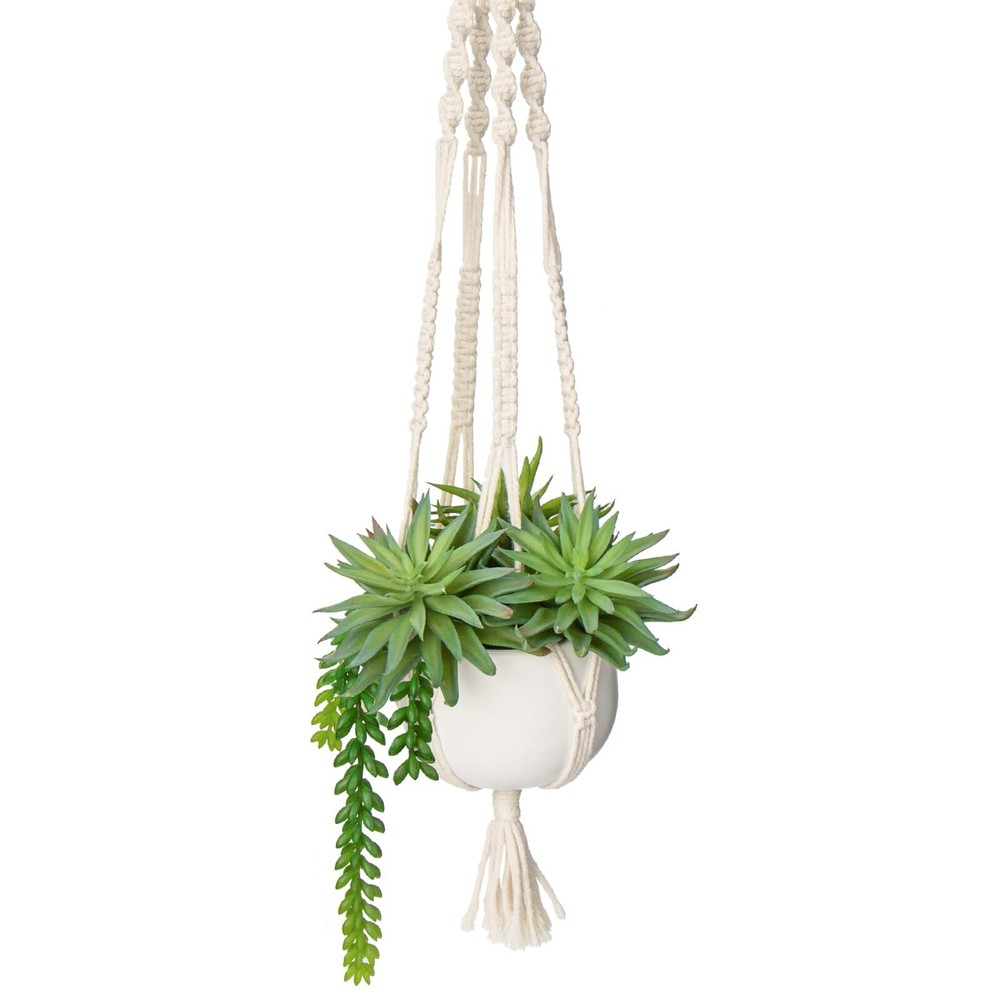 Briful 29.5 Inch Fake Hanging Succulent Plant in Ceramic Pot - Artificial String of Pearls