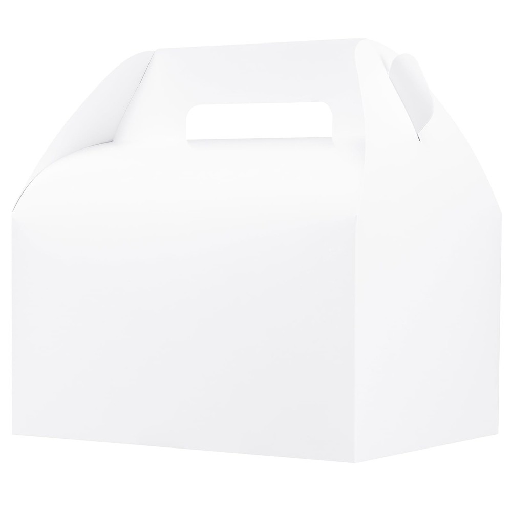 20 Pack White 10x7x7.5 Extra Large Handled Gable Lunch Boxes To Go