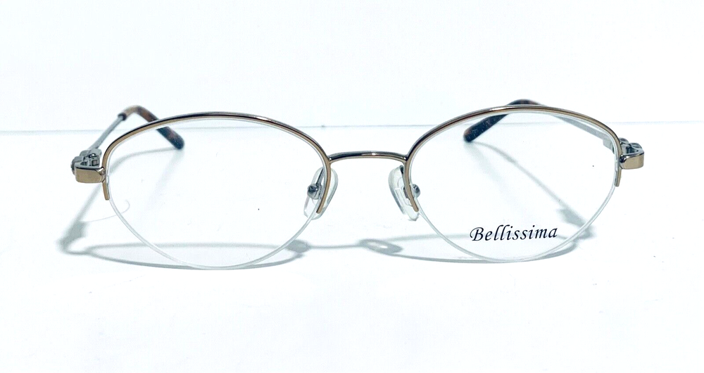 Bellissima BL627 Gold/Silver Semi-Rimless Oval RX Eyeglasses 50-19-135mm