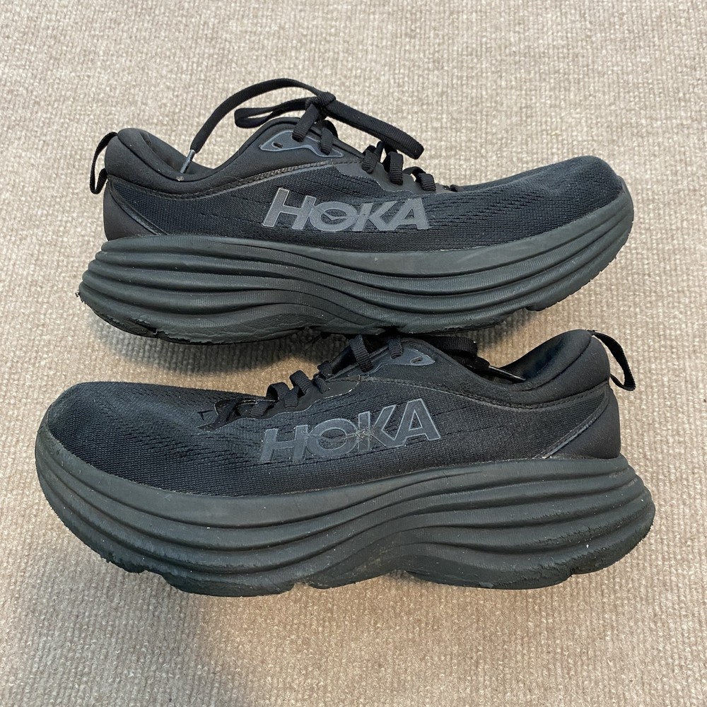 HOKA Shoes Mens Size 9 Black Mesh Road Running Sneakers Cushioned Athletic