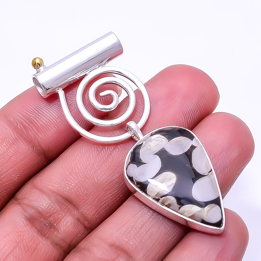 Petrified Peanut Wood Jasper - Australia 925 Sterling Silver Pendant 2.11