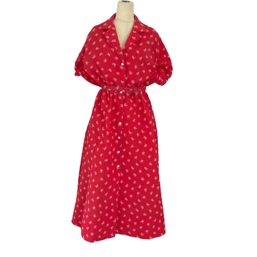 Rosie Assoulin Have The Wind At Your Back Red dress w belt