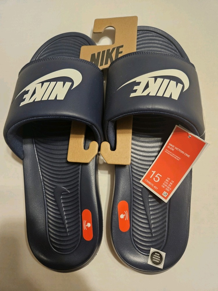 Nike Victori One Men's Navy Blue Slides CN9675-401 Size 15 Active Comfort