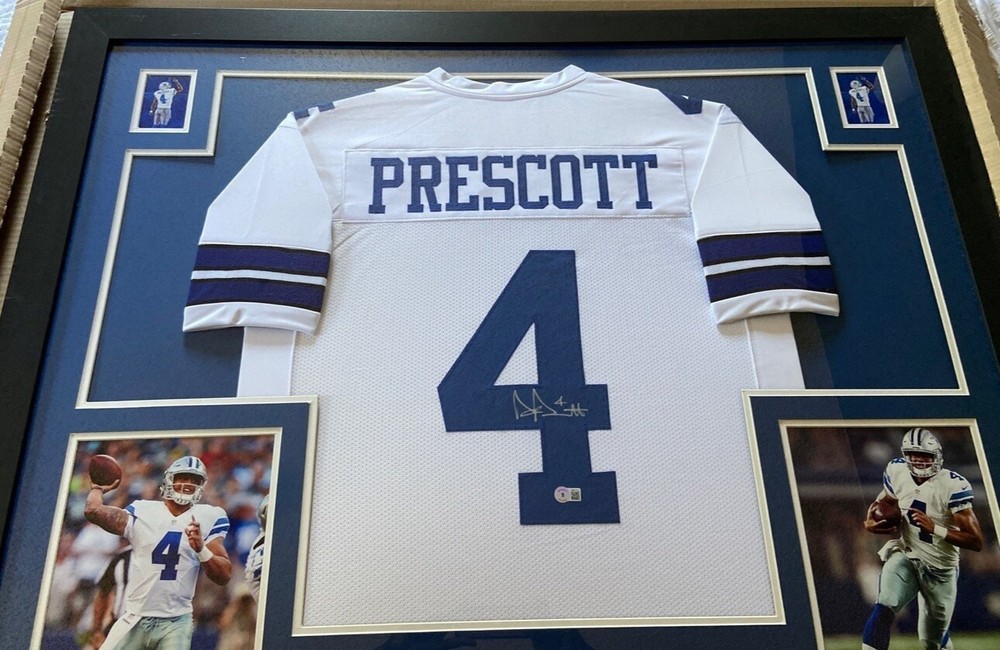 Dak Prescott Signed 35x43 Custom Framed Jersey Display (Beckett)