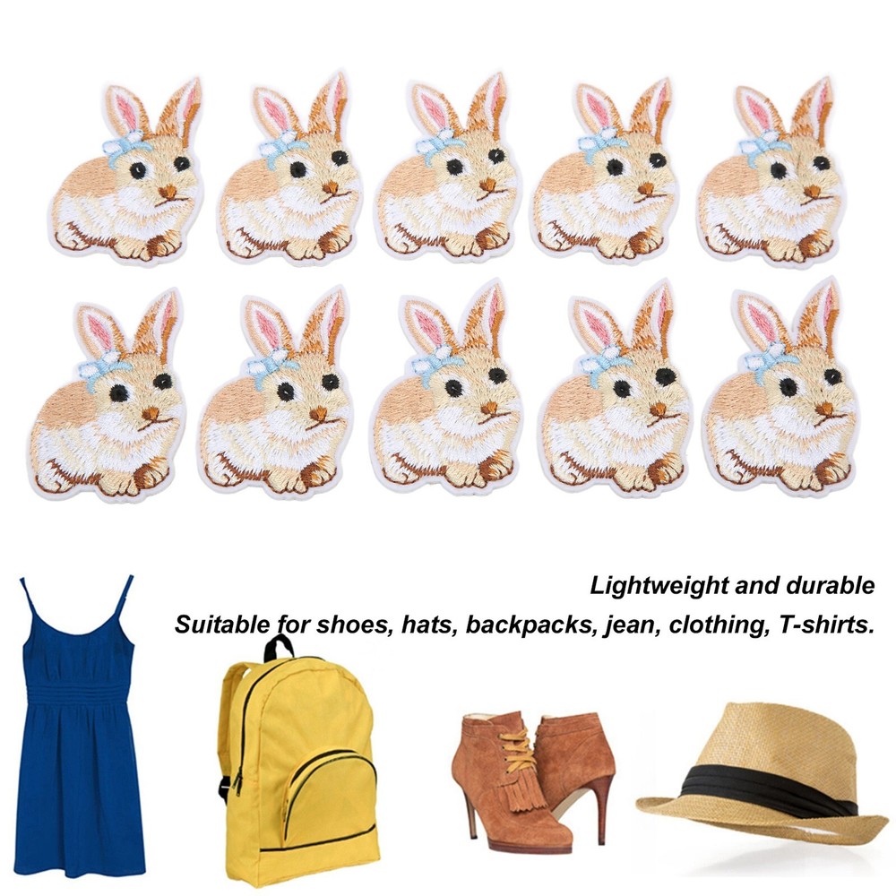10Pcs Cute Bunny Iron On Patches Lightweight Versatile for DIY Crafts