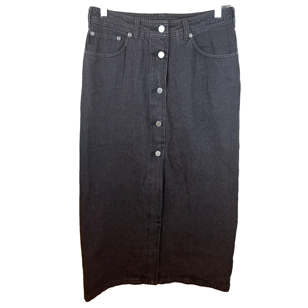 Nike Air Jordan Women’s Black Denim Midi Skirt Button Front Size Small
