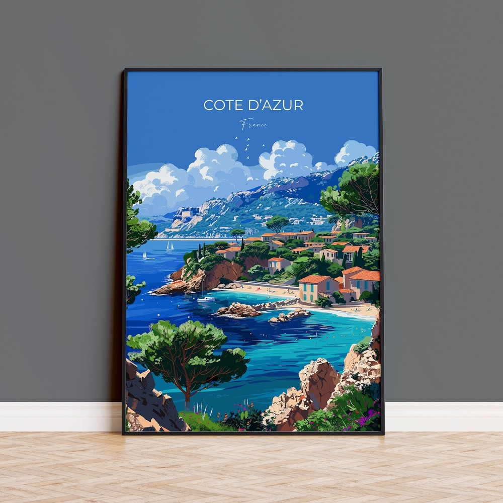 Cote Dazur Travel Print Wall Art Travel Poster Of Cote Dazur Cote Dazur Art
