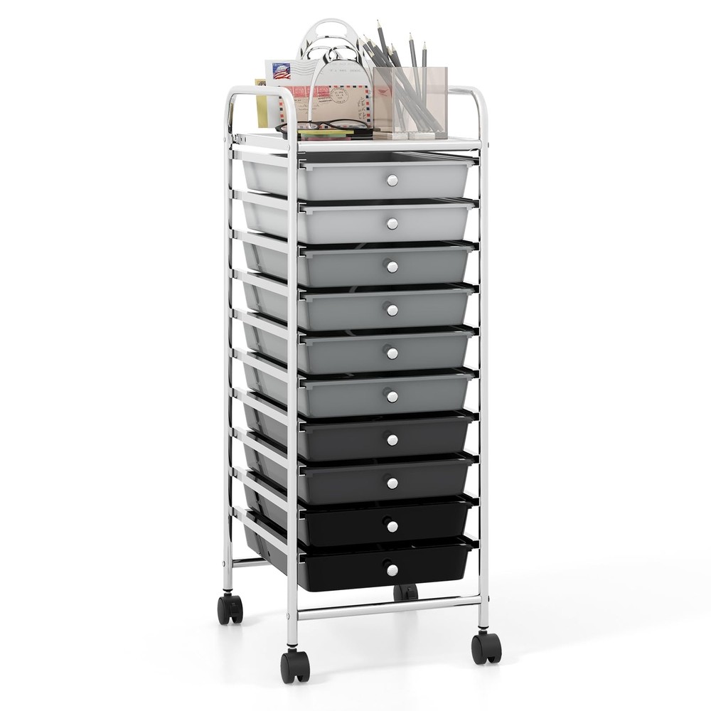 10-Drawer Mobile Storage Cart for Office School Craft Supplies
