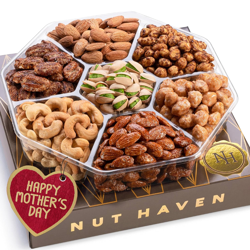 Mothers Day Gourmet Nut Gift Basket with Sweet & Salted Assortment-image