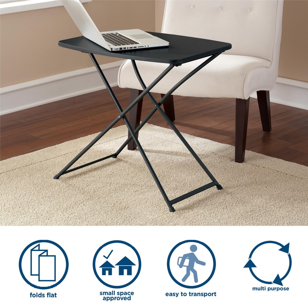 Folding TV Table Black Indoor Side Dinner Tray Desk Laptop Single Snack