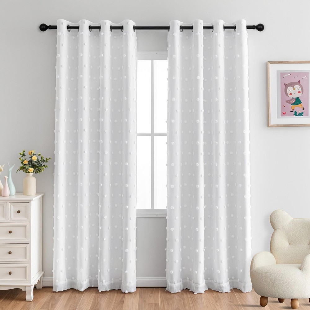 100% White Blackout Curtains for Living Room Bedroom 84 Inches Long Total Lig...