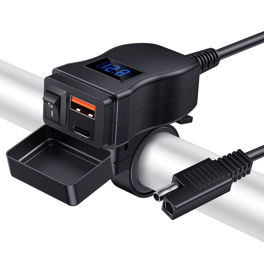 High-Speed 38W Motorcycle USB Charger with 6.4A Type-C Dual Port